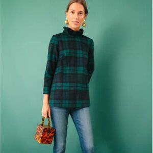 Tuckernuck Green Tartan Satin Blouse
